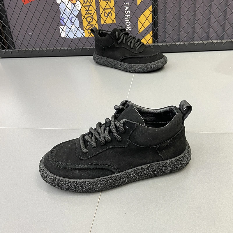 2024秋季中高帮板鞋净版软底英伦风户外休闲丑萌百搭潮鞋男鞋短靴