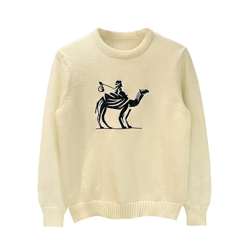 男士刺绣毛衣欧货潮流个性修身冬季新款休闲时尚加厚针织圆领上衣