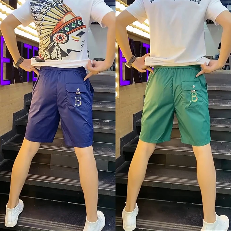 潮牌运动短裤男士夏季薄款冰丝五分休闲速干裤潮流透气外穿沙滩裤