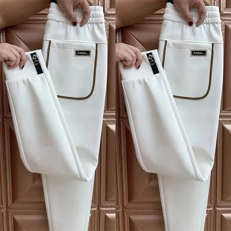 男士潮牌针织运动卫裤秋冬新款加绒加厚小脚休闲裤简约百搭束脚裤