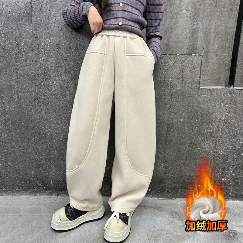 女童保暖休闲裤2024新款洋气时尚弯刀裤中大童6-12岁女孩百搭冬款