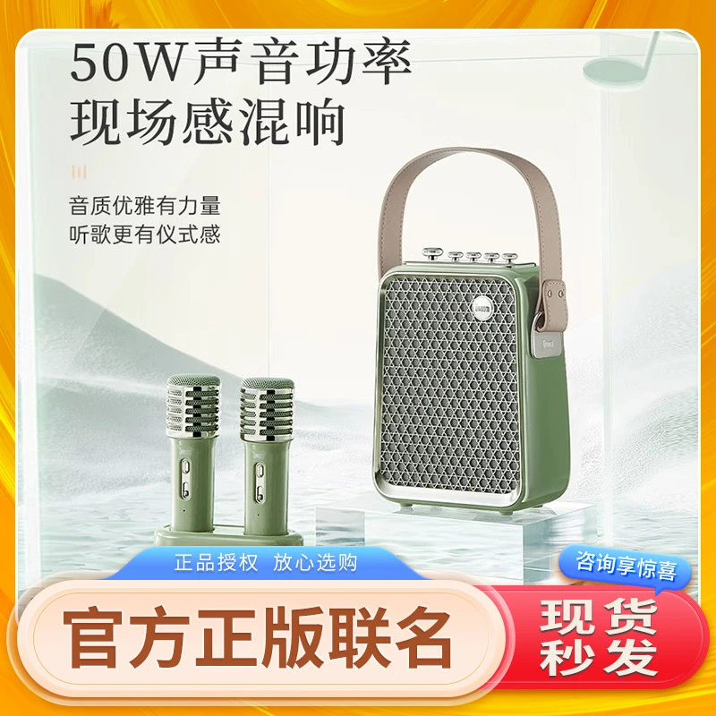 Divoom点音k歌音箱家庭蓝牙无线ktv音响话筒户外便携双麦克风唱歌