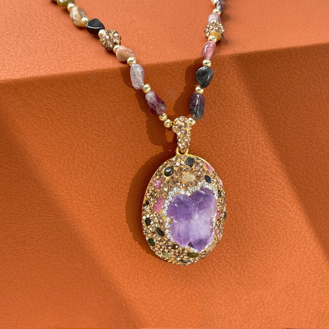 合金项链 新款镶嵌项链时尚中古个性毛衣链中长款