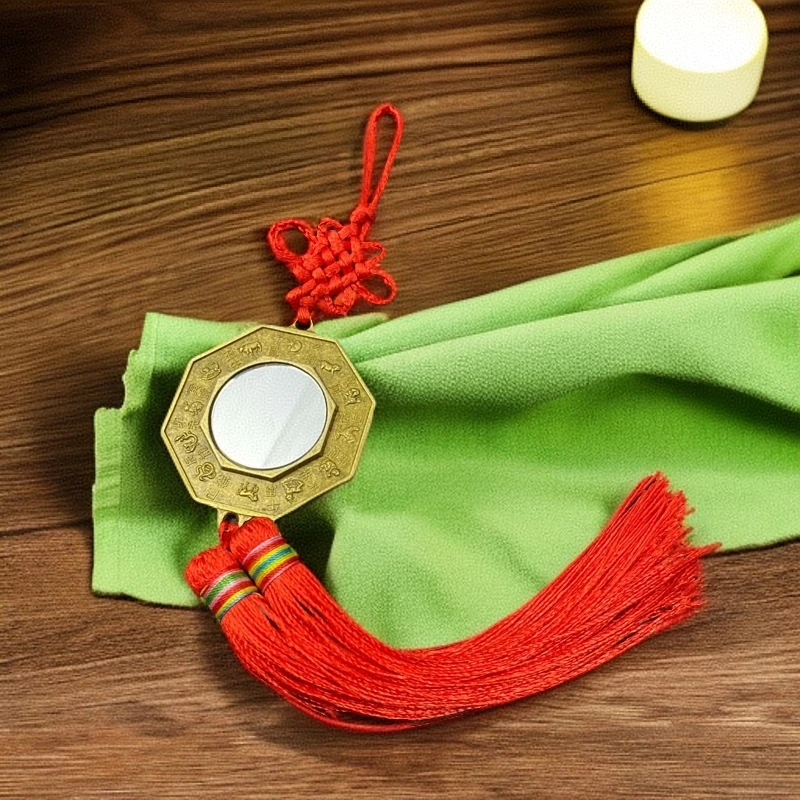 铜八卦镜子十二生肖八卦镜摆件(一对)