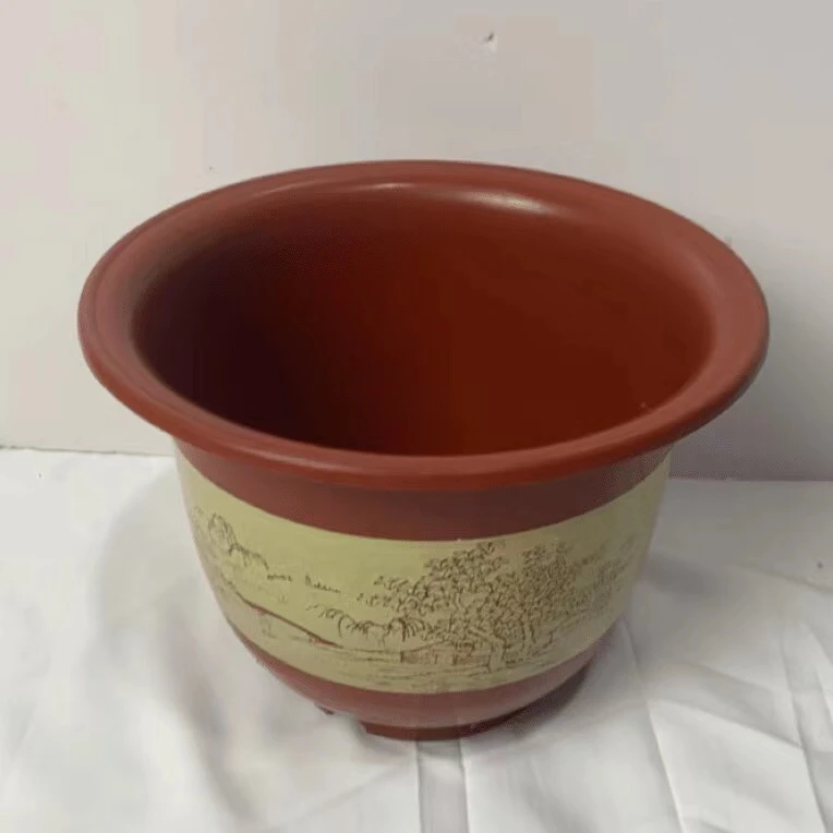 5个 250型红山水花盆(外口23 高17左右)带托盘