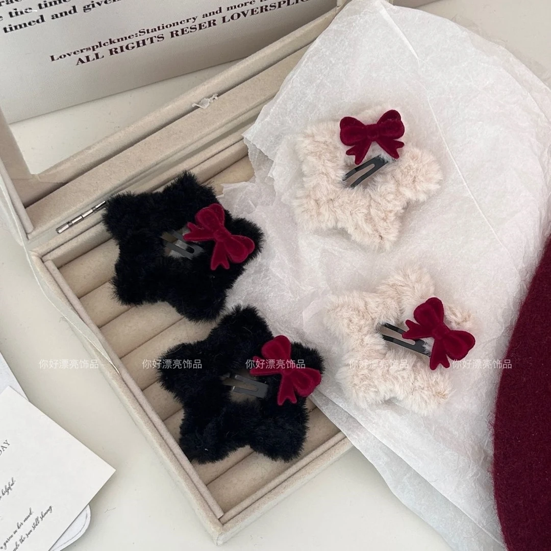 夹子新款质感毛绒五星BB夹甜妹发卡刘海夹碎发夹2025头饰简约百搭