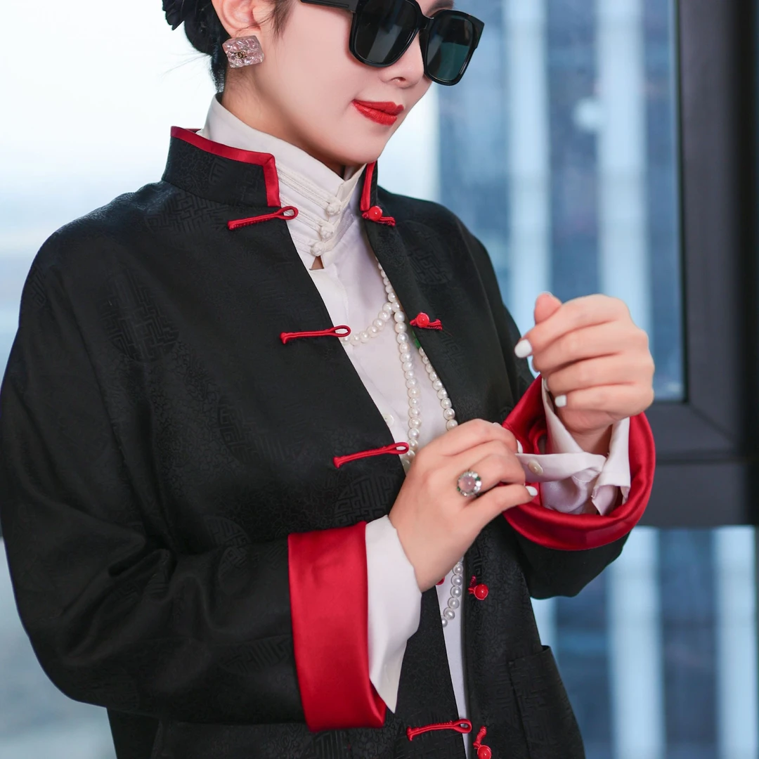 承国风新中式桑蚕丝中国风禅意长袖外套春秋复古提花AG22WT106