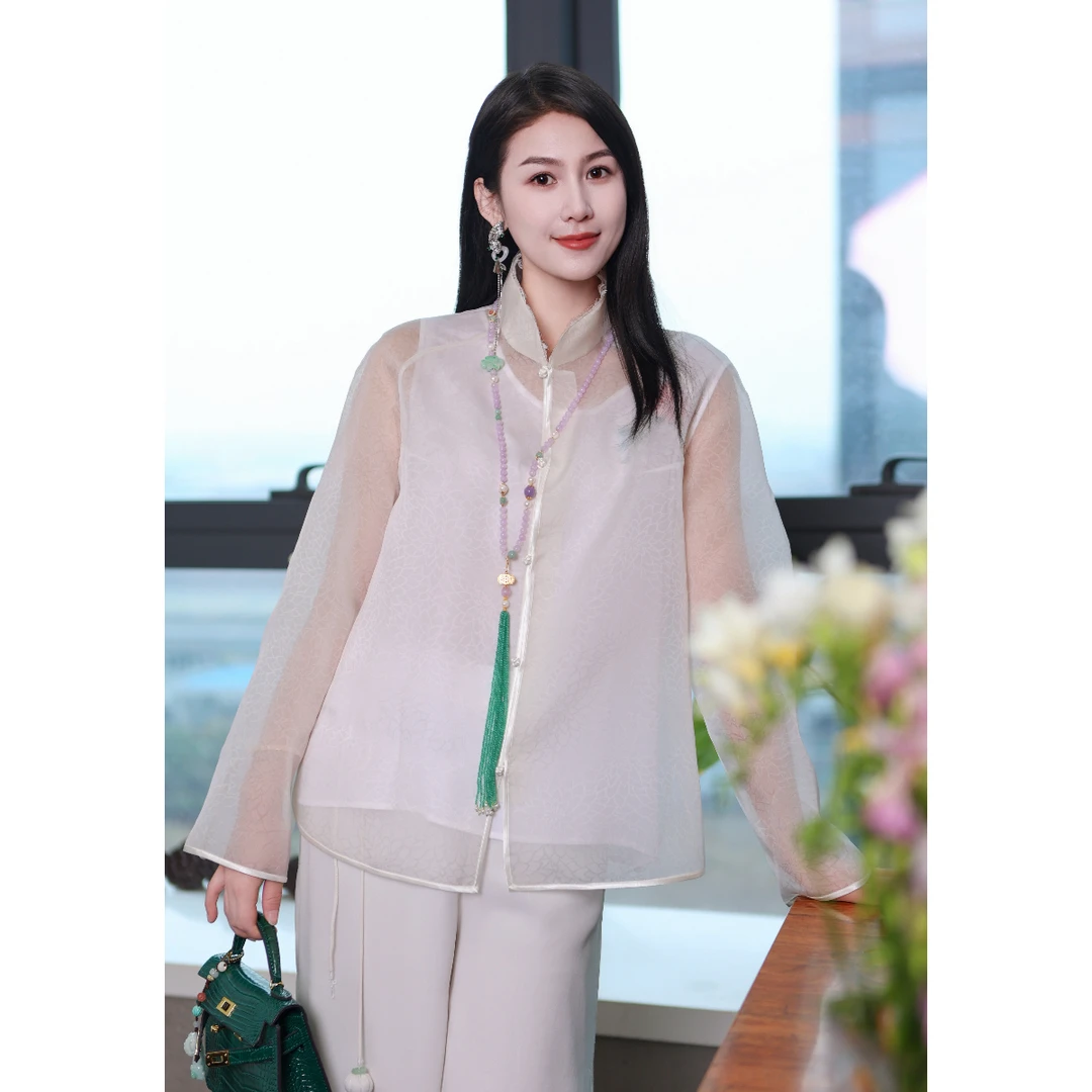 【纤纤】春夏桑蚕丝衬衫时尚年轻国风春夏AG22WT142