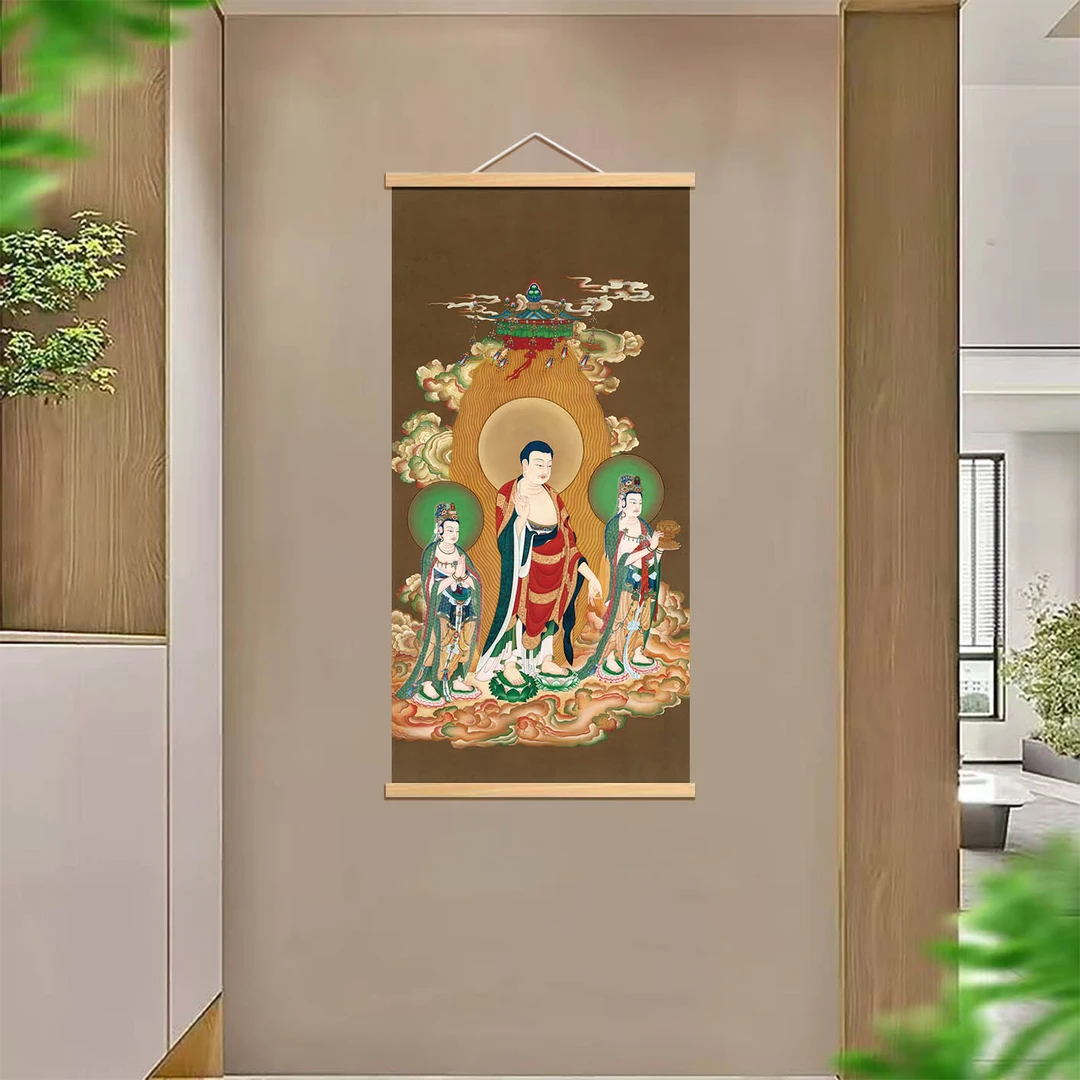 新中式装饰挂画[022西方三圣]无纺布实木家居装饰精品挂画
