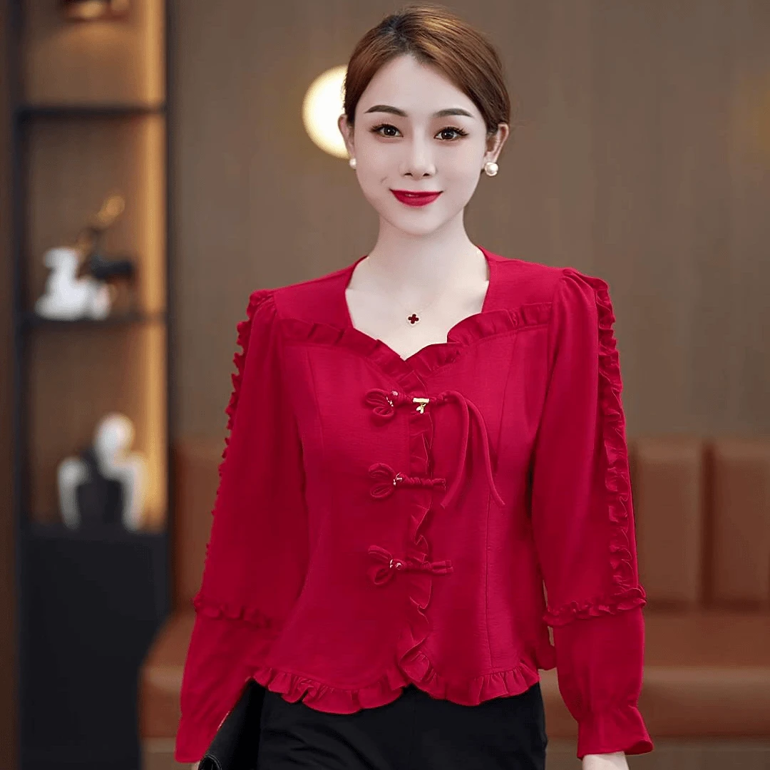 2025设计高级新款新中式秋季长袖气质洋气短款爆款国风上衣显瘦