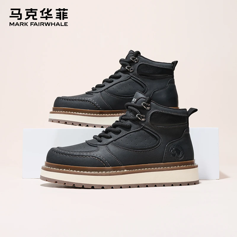马克华菲男鞋马丁靴男款2025秋冬新款男士高帮复古男靴短靴工装鞋