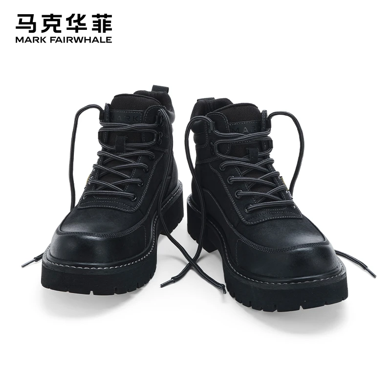 马克华菲马丁靴男款春季男鞋2025新款真皮户外登山工装春秋靴子男