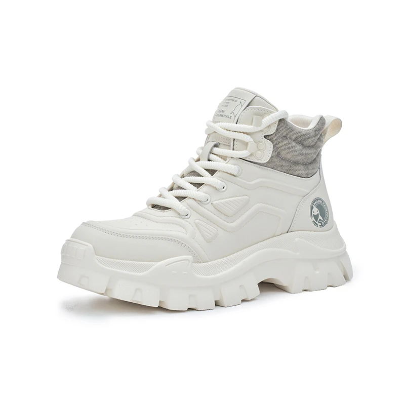 马克华菲2025新款男鞋增高秋冬新款百搭靴子男士英伦休闲工装皮靴