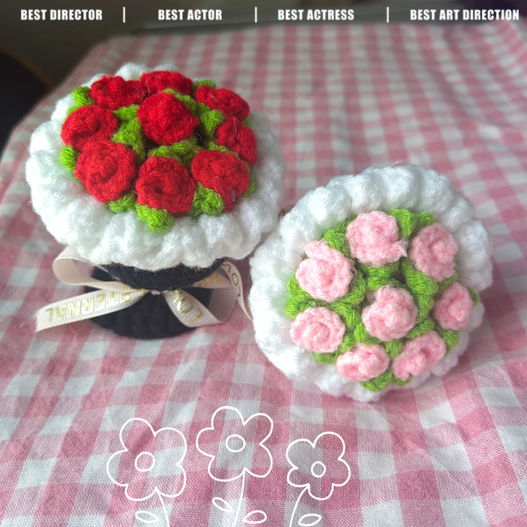 手工编织花束成品，手工DIY玩偶红玫瑰女生超爱宿舍氛围感好物