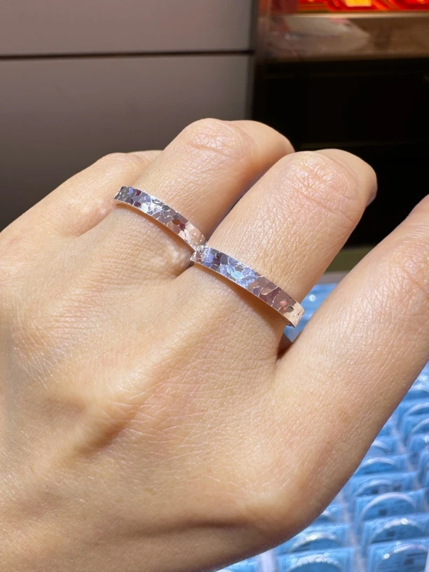 足银银制品 通体纯银9999 情侣戒指