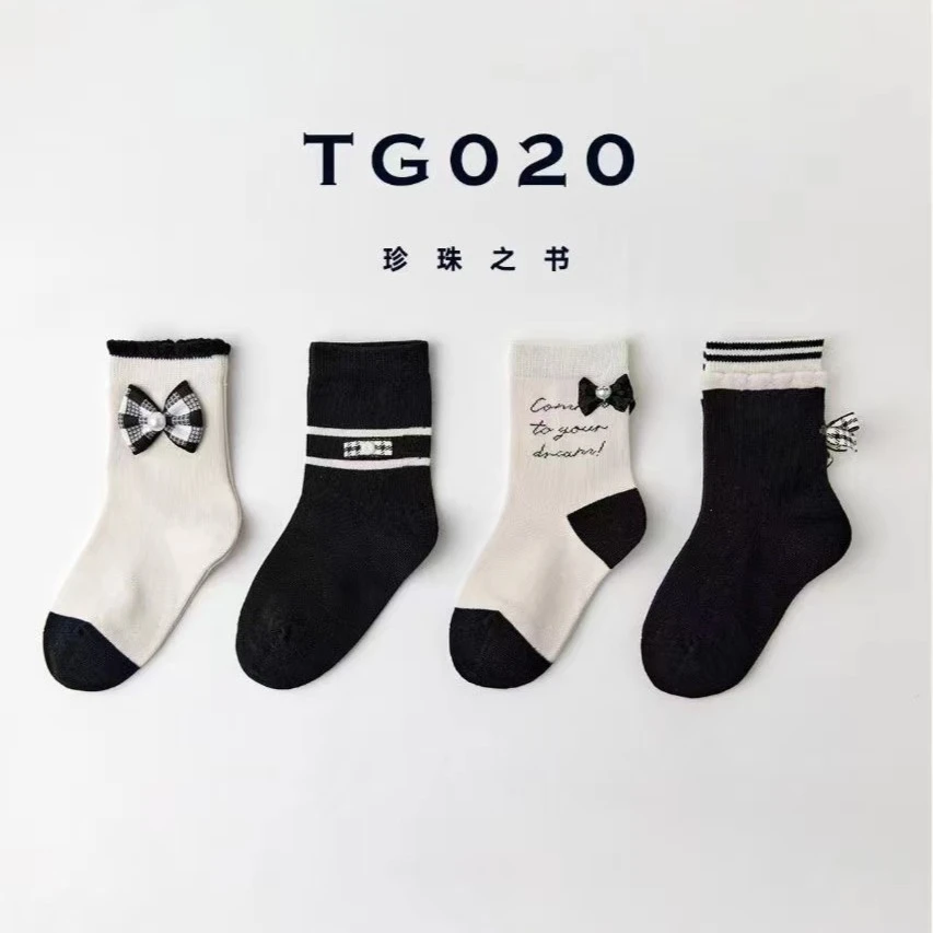 噢！胖达儿童袜TG020秋冬新款日系休闲百搭蝴蝶结可爱女童中筒袜