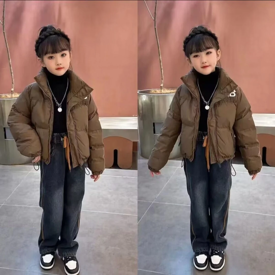 女童新款冬款绒棉服加绒阔腿裤洋气百搭中大童流行外套炸街网红潮