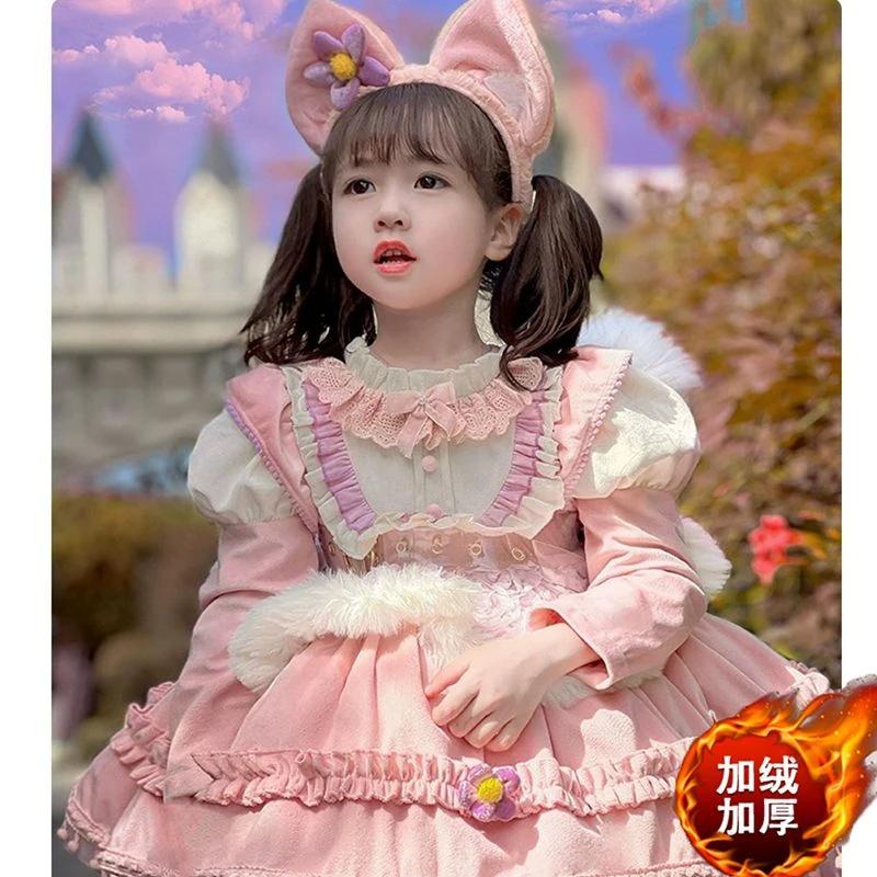 公主风儿童洛丽塔公主裙女童秋冬蓬蓬裙可爱保暖加绒加厚连衣裙
