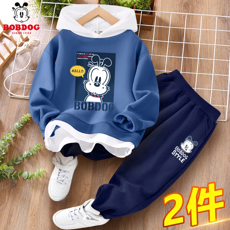 巴布豆卡乐男童秋装套装2025新款男孩秋季帅气儿童假两件运动服男