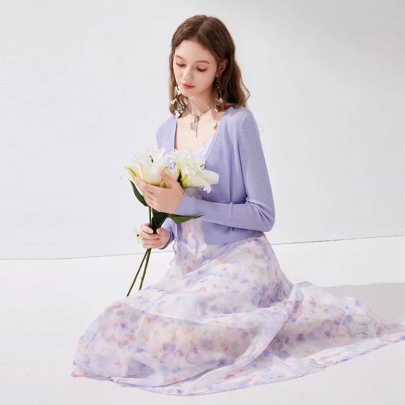 秋水伊人轻薄小衫雪纺吊带裙两件套2024年春季新款女甜美百搭套装