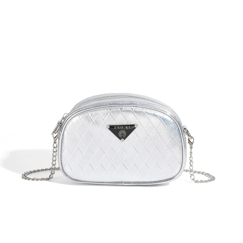 【欧尼薇】2024夏天新款银色贝壳链条包女士时尚百搭菱格斜挎小包