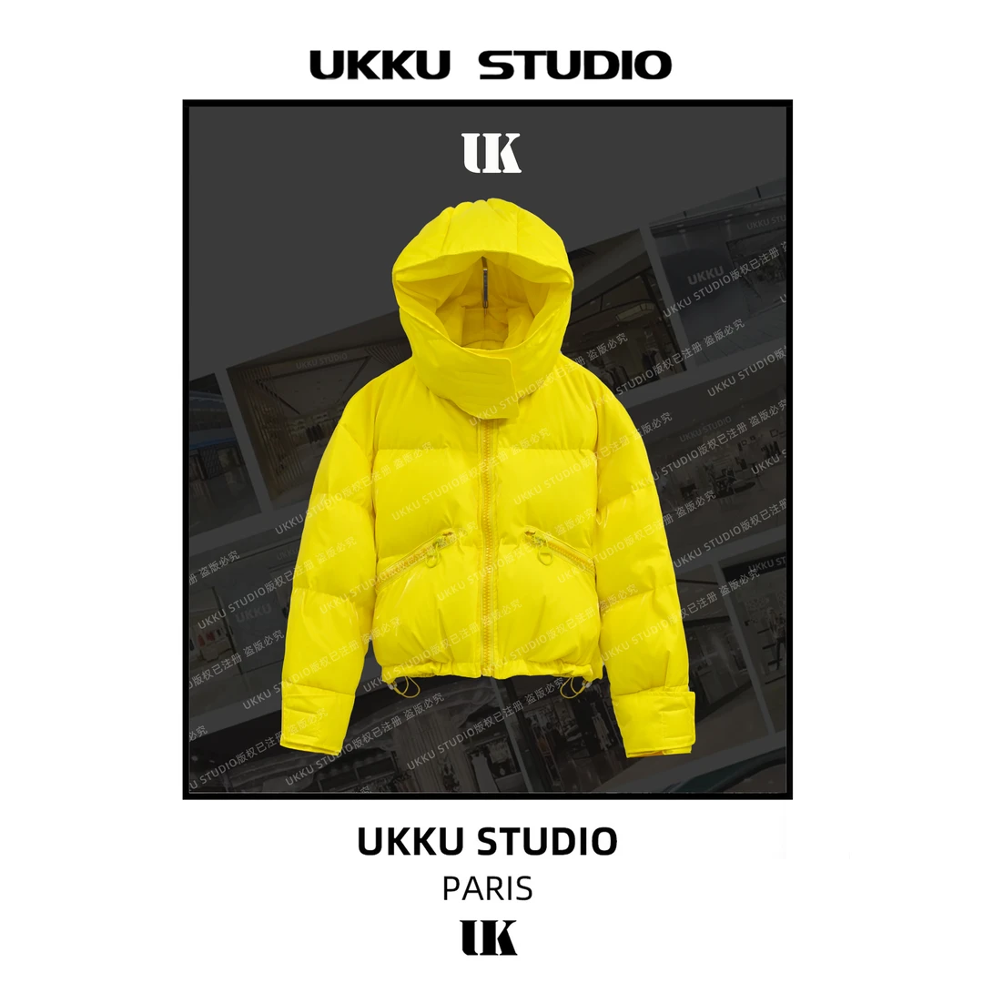 尧尧【UKKUSKUDIO】时尚休闲设计师纯色潮流保暖女款羽绒服213192