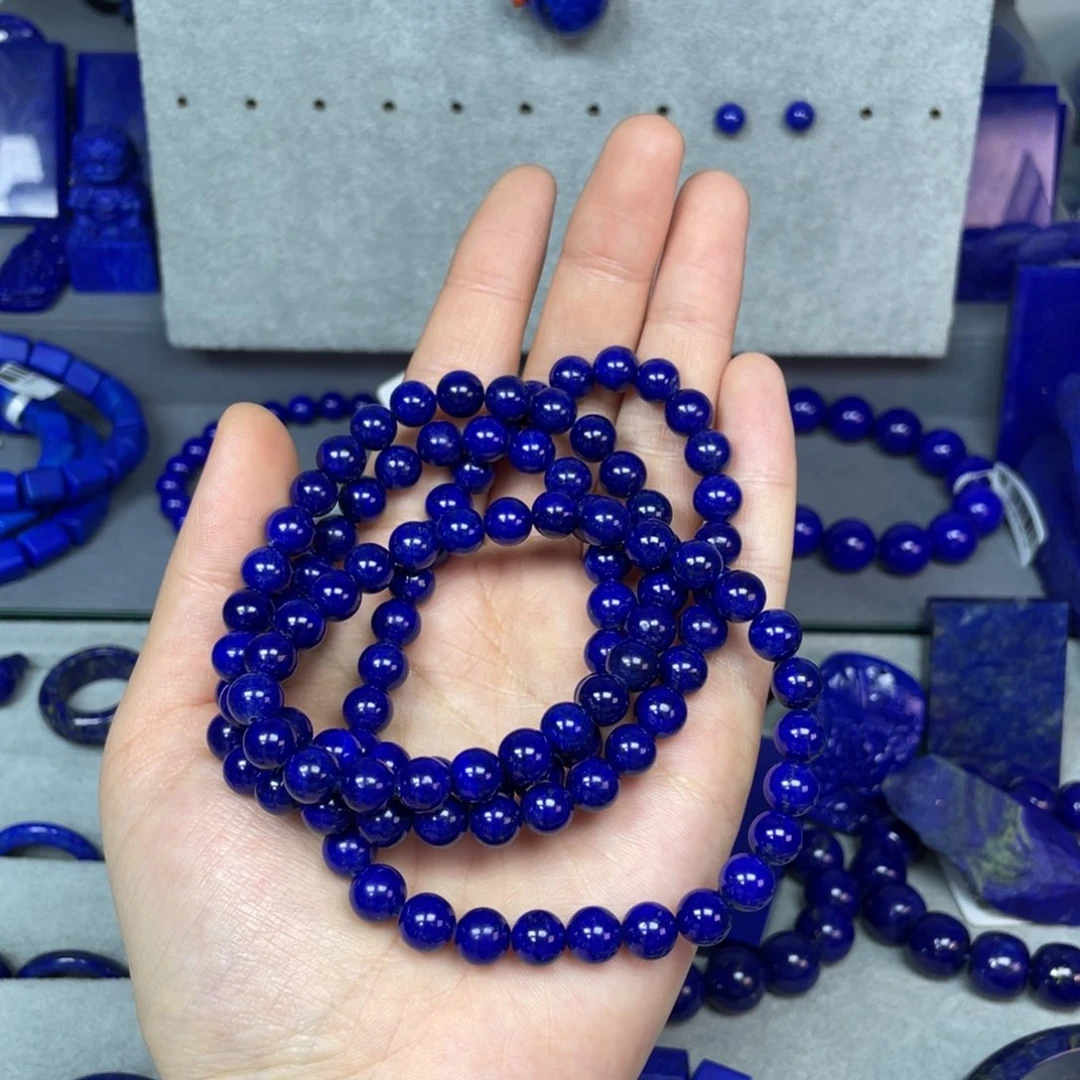 青金石108佛珠手串未镶嵌甜*