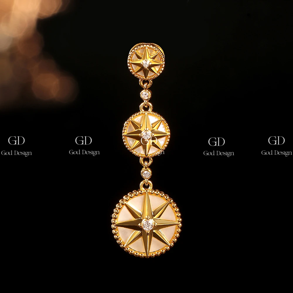 【巧儿专属】18k金白贝母八芒星三花吊坠（不含链）轻奢时尚百搭