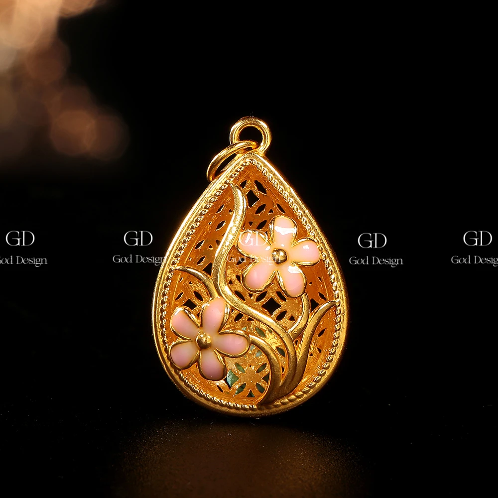 【巧儿专属】5D足金兰花水滴吊坠（不含链）国风轻奢时尚