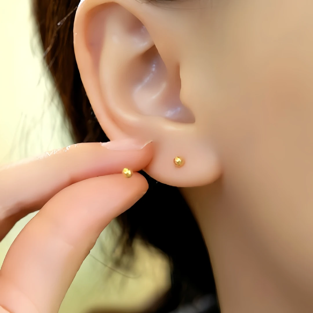【破冰专属】18k金 3mm金豆豆养耳洞百搭耳钉时尚