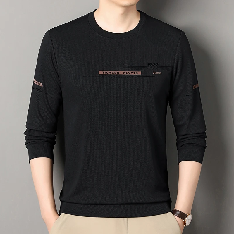 2025新款高档中青年男士春秋季圆领卫衣潮流时尚休闲百搭打底衫