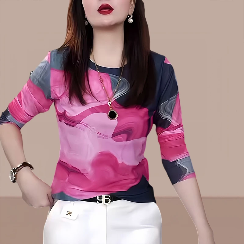 茶系长袖网纱上衣高级感外穿女装2024秋季新款高街洋气潮牌打底衫