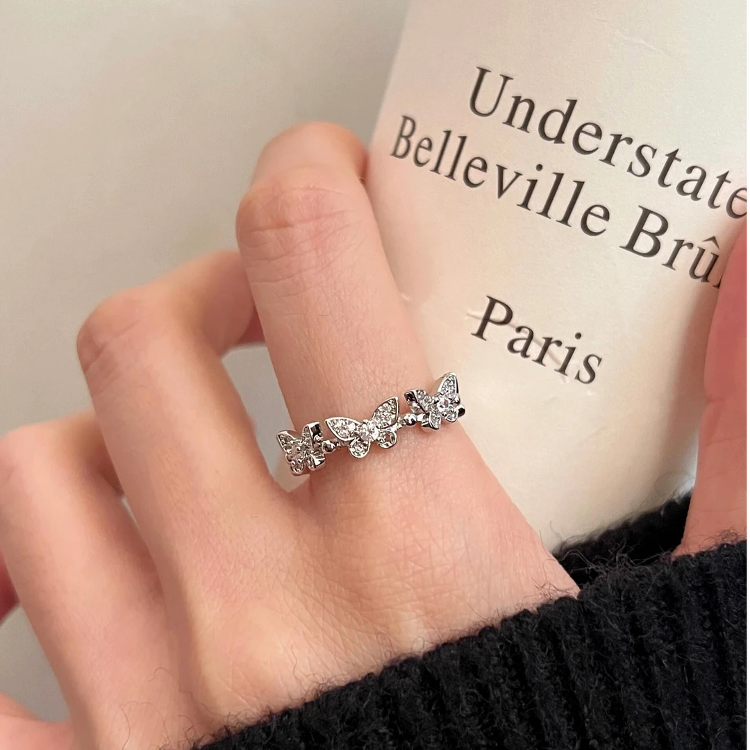 钛钢戒指 蝴蝶戒指女高级感轻奢小众指环轻奢时尚气质爆款开口戒