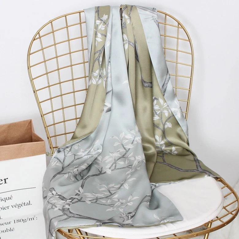 100%桑蚕丝丝巾双层双面盘扣披肩送妈妈中秋节国庆节礼物礼盒包装