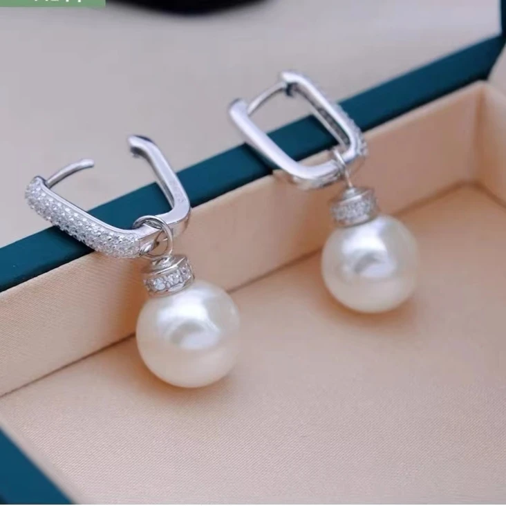 【薇拉6A】12-13mm轻奢方型耳坠正圆爱迪生赛澳白天然白色珍珠精致