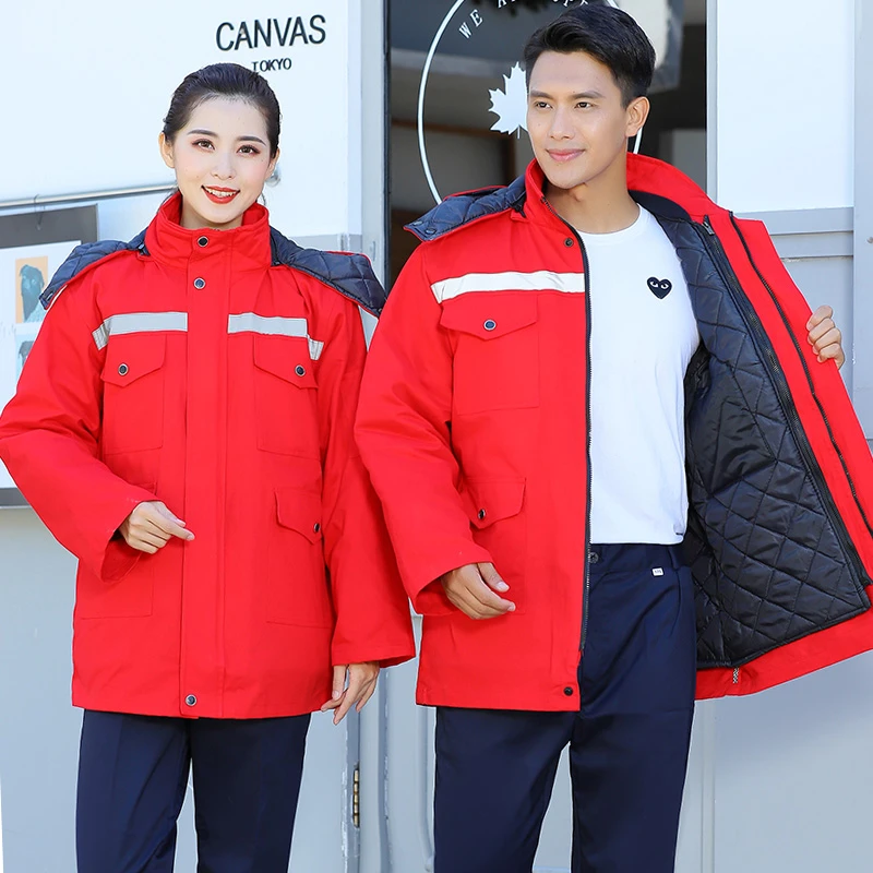 冬季纯棉工作服加厚棉衣劳保服防寒中长款单件棉袄批发工厂电焊服