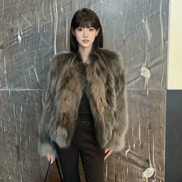 HAN YEON【玄狐芦苇】狐狸腹毛皮毛一体外套女冬季新品