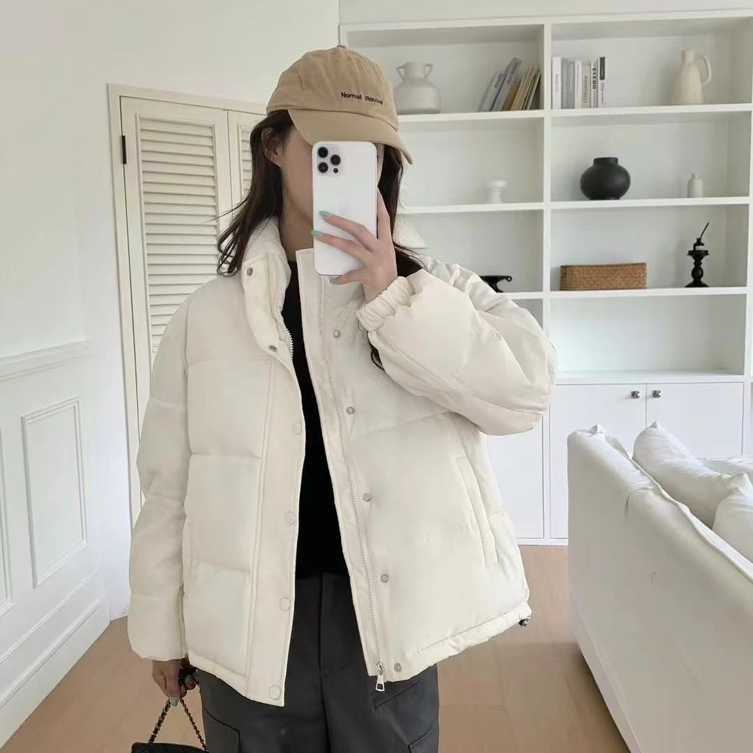 997纯色简约棉服加厚网红短款女2024新款冬季宽松时尚百搭面包服