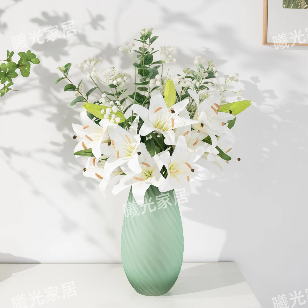 仿真花百合花轻奢花艺摆件氛围感简约客厅装饰餐桌电视柜新婚假花