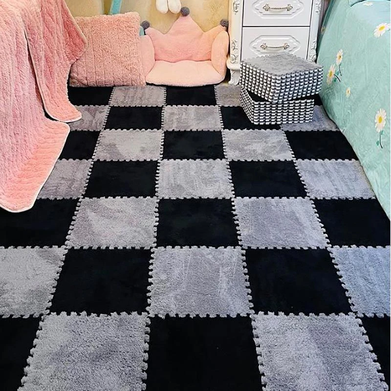 [主播推荐]毛绒拼接地毯卧室床边泡沫垫加厚打地铺方块可爱爬爬垫