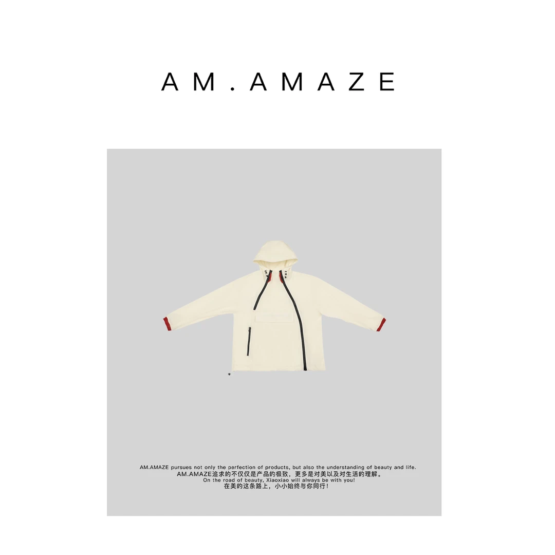 AM.AMAZE 春夏穿搭拼接拉链抽绳百搭长袖连帽外套24Y8045