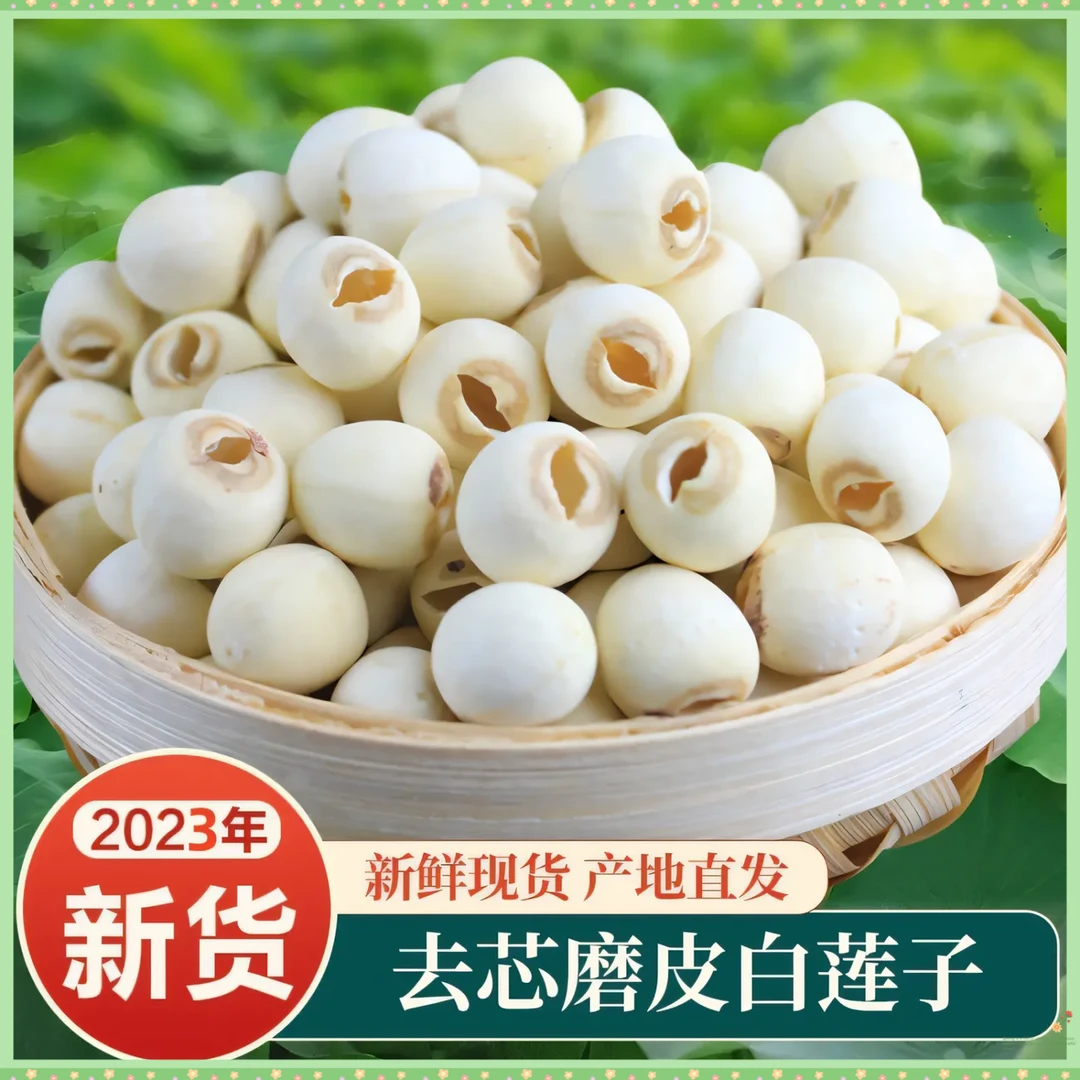 洪湖薪莲子 干货去芯莲白莲子无芯新鲜磨皮莲子清香粉糯易煮批发