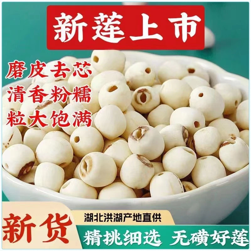 【洪湖特产】白莲子红莲穿心莲子去芯手工莲子新鲜农产品大粒营养优