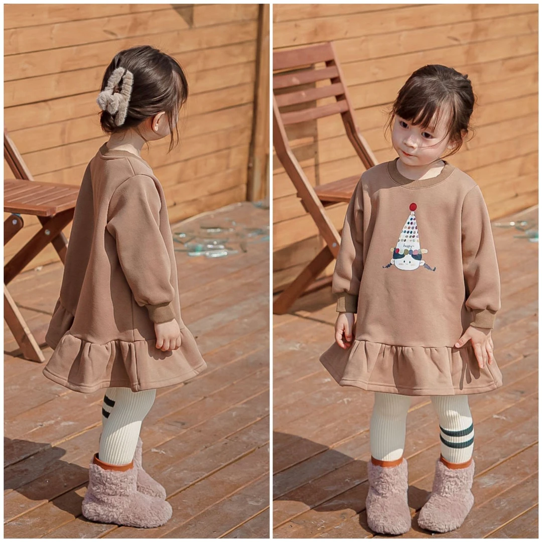 【现货女孩娃娃裙】洋气印花加绒卫衣裙子 熙熙可可童品 QQ229687