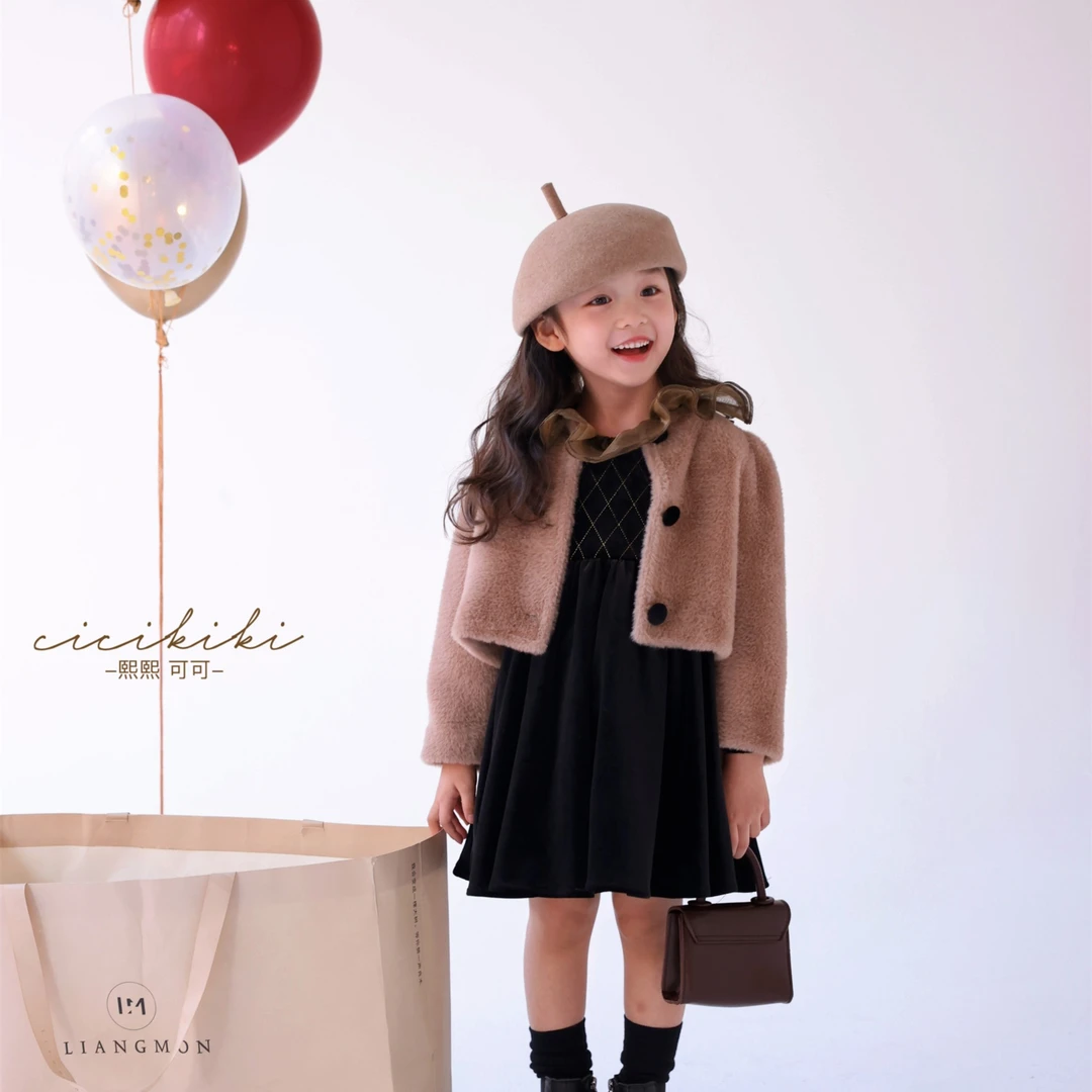 现货【卡乔】女童童装时尚洋气毛毛秋冬百搭宝宝长袖外套WT2313