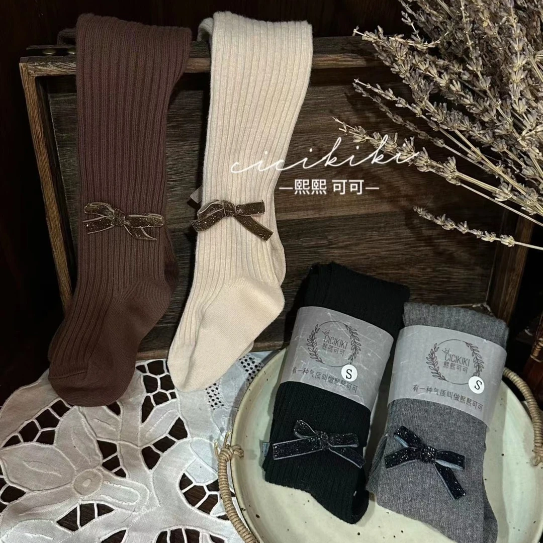 现货【百搭春秋裤袜】亮丝蝴蝶结韩版校服连裤袜 熙熙可可WZQ2206