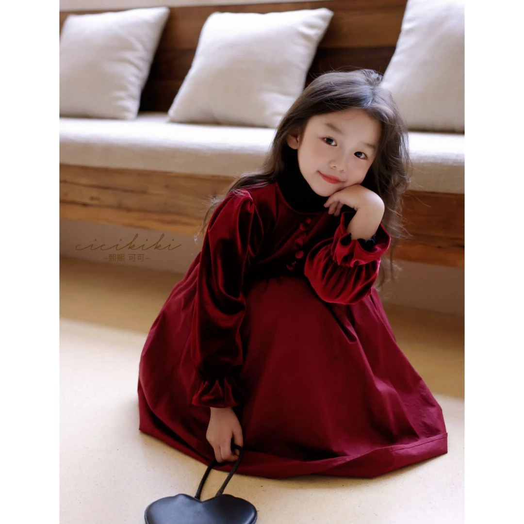 现货【诺曼德莉】儿童女童时尚气质秋冬丝绒连衣裙熙熙可可LYQ23110