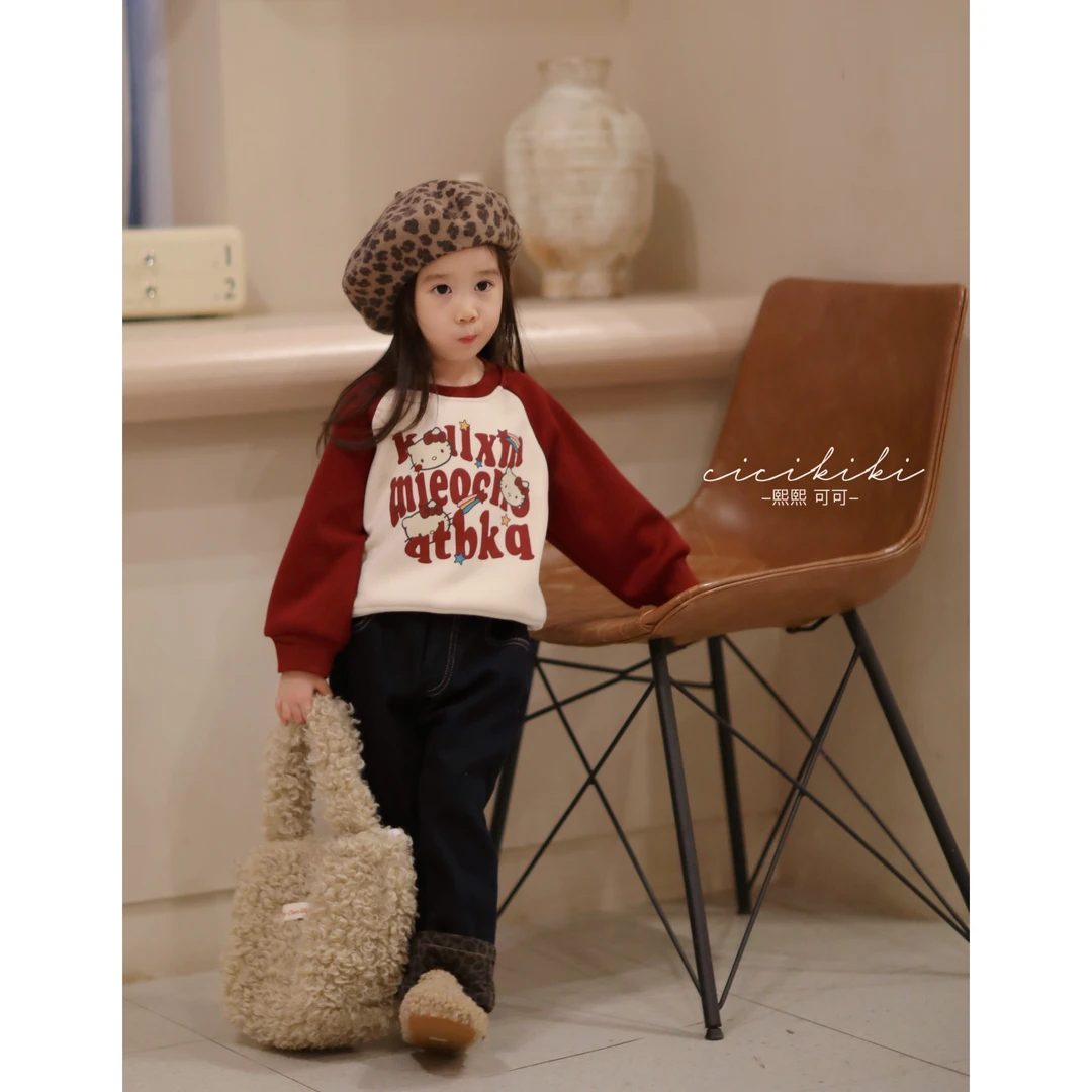 现货【哈莉娜】新款儿童童装秋冬时尚圆领加绒卫衣 熙熙可可 WY2436