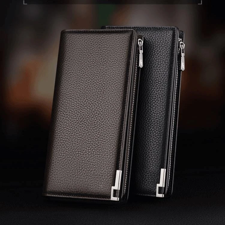 纯牛皮正品真皮牛皮男手拿包男士钱包拉链皮具手抓包男长款卡包