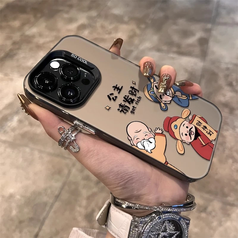 适用苹果15promax手机壳财神到iPhone14公主请发财13高级16promax